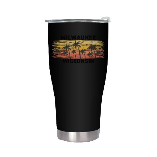 Milwaukee Wisconsin Summer Retro VIntage Vacation Stainless Steel Tumblers