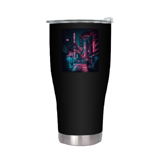 Tokyo Japan Japanese Aesthetic Graphic Night Scene Stainless Steel Tumblers