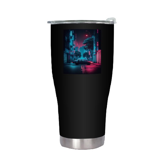 Tokyo Japan Japanese Aesthetic Graphic Night Scene Stainless Steel Tumblers