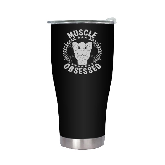 Strongman muscle obsessed gym fitness bodybuilding Stainless Steel Tumblers