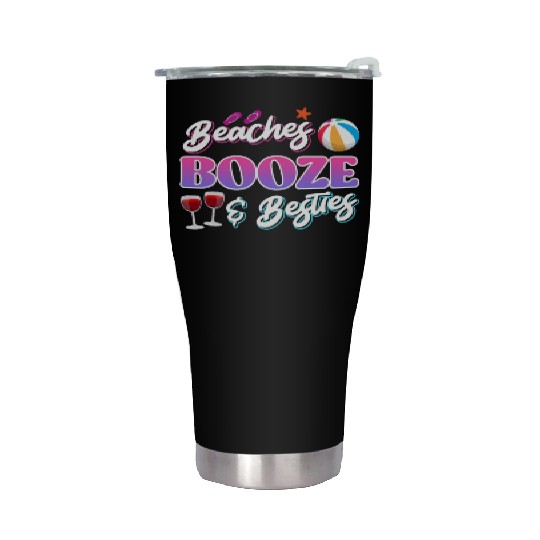 Beaches Booze Besties Summer Vacation Spring Break Stainless Steel Tumblers