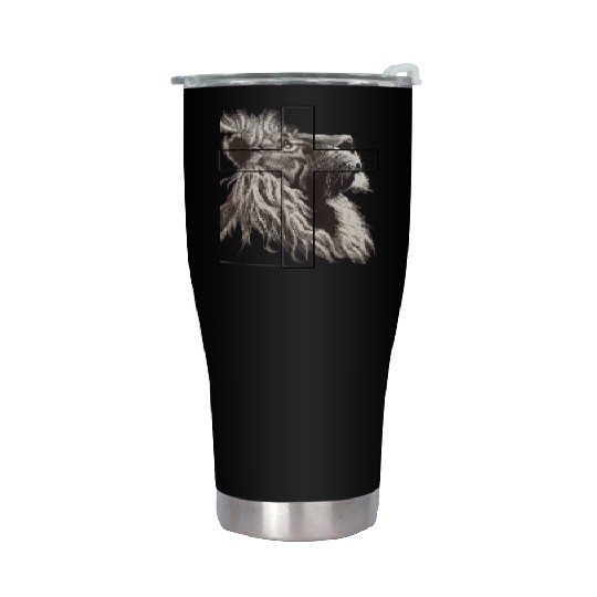 Lion Love Cross God Savior Church Christian Gift C Stainless Steel Tumblers