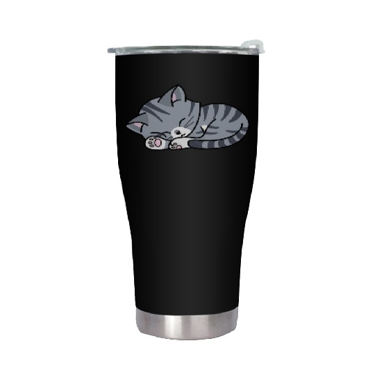Grey Tabby Sleeping Stainless Steel Tumblers