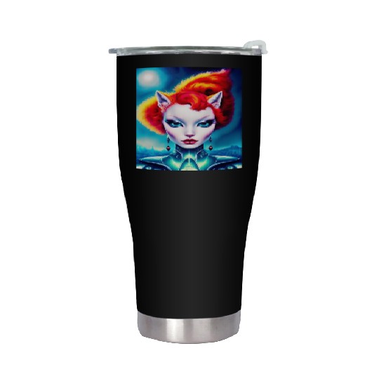 "Alien Cat Woman" Stainless Steel Tumblers