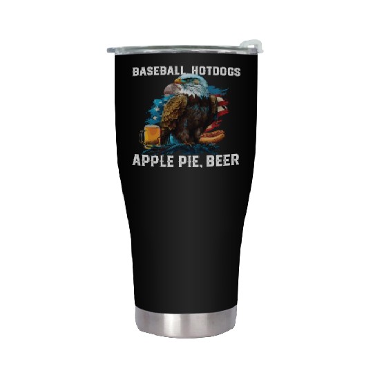 Baseball Hotdogs Apple Pie Beer Drinker Patriotic Stainless Steel Tumblers