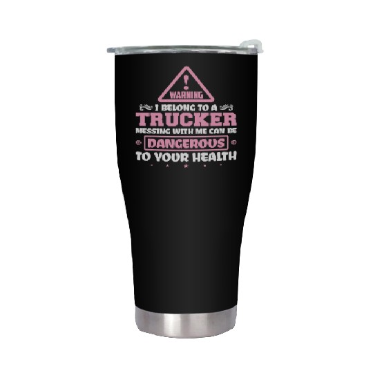 Truck Driver I Love My Trucker Wife Girlfriend Gir Stainless Steel Tumblers