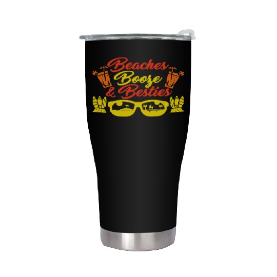 Beaches Booze Besties Summer Vacation Spring Break Stainless Steel Tumblers
