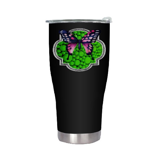 Purple Butterfly, Green Dots, Astrology Stainless Steel Tumblers