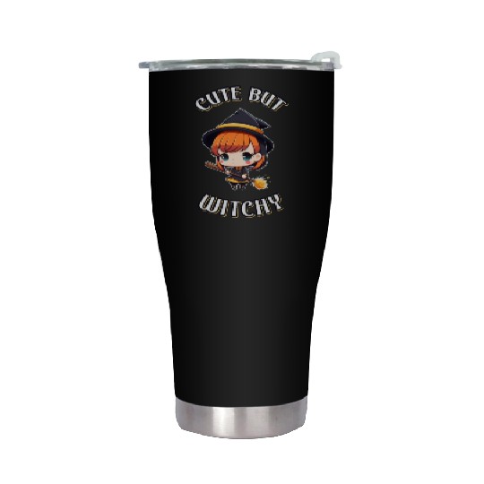 Cute But Witchy Chibi Witch Wicca Stainless Steel Tumblers