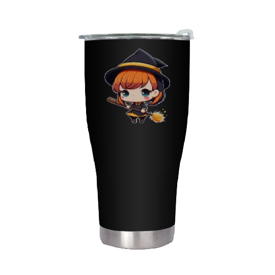 Cute But Witchy Chibi Witch Wicca Stainless Steel Tumblers