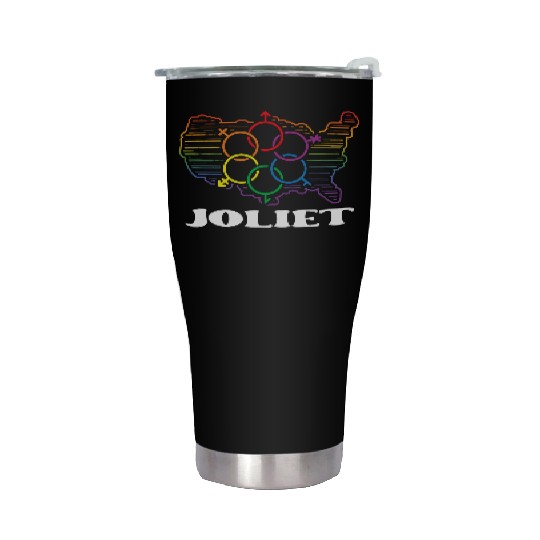 Joliet Pride Month Pride Flag LGBT Community LGBTQ Stainless Steel Tumblers