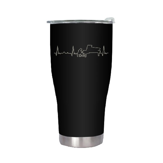 Pianist Playing Piano. Heart. Love. EKG. Pulse. Stainless Steel Tumblers