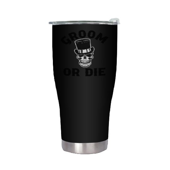Gothic Wedding Groom Or Die Skull Top Hat Design Stainless Steel Tumblers