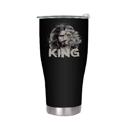 Jesus King Lion Leo Christian Bible Believer Stainless Steel Tumblers