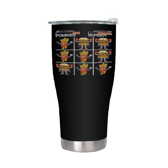 Tic Tac Toe French Fries Chips vs. Burger Stainless Steel Tumblers