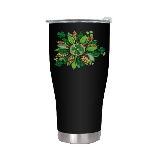 Sunflower Green With Leopard Stainless Steel Tumblers