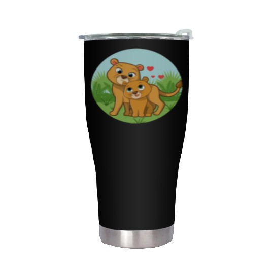 Mother Lion Baby Lion Stainless Steel Tumblers
