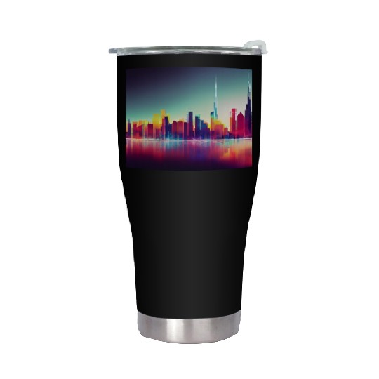 Dubai silhouette skyline abstract art Stainless Steel Tumblers