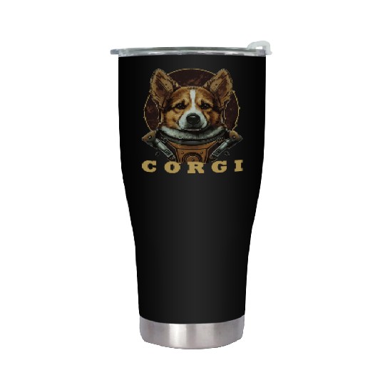 Astronaut Corgi Space Astronomy Galaxy Lover Funny Stainless Steel Tumblers