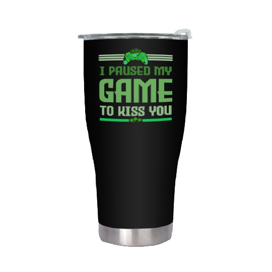 I Paused My Game To Kiss You Irish Retro Gamer Stainless Steel Tumblers