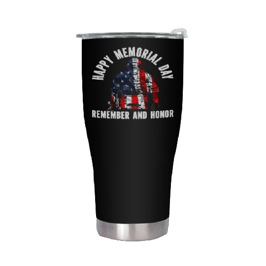 Patriotic Veteran USA Flag American Memorial Day Stainless Steel Tumblers