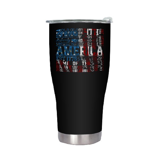 Patriotic Veteran USA Flag American Memorial Day Stainless Steel Tumblers