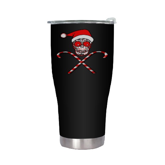 Sugar Skull And Candy Canes Stainless Steel Tumblers