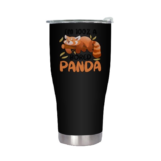 Red Panda Bored Cute Animal Lazy Animal Lover Stainless Steel Tumblers