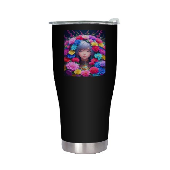 Spring Girl with a bouqet of flowers garland #13 Stainless Steel Tumblers