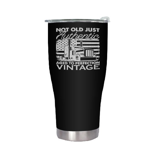 Truck Driver Us Flag Old Man Trucker Stainless Steel Tumblers