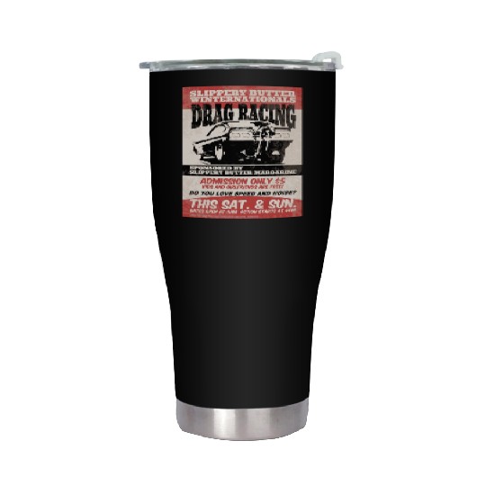 Vintage Hot Rod Classic Drag Racing Poster Stainless Steel Tumblers