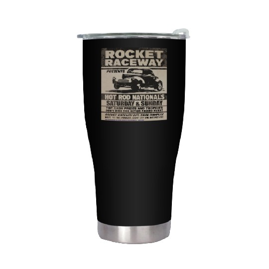 Vintage Hot Rod Classic Drag Racing Poster Stainless Steel Tumblers