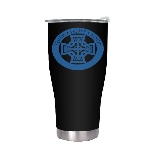 Timeless Celtic Cross With Faith Hope Love Stainless Steel Tumblers