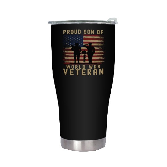 Proud Son of World War 2 Veteran Stainless Steel Tumblers