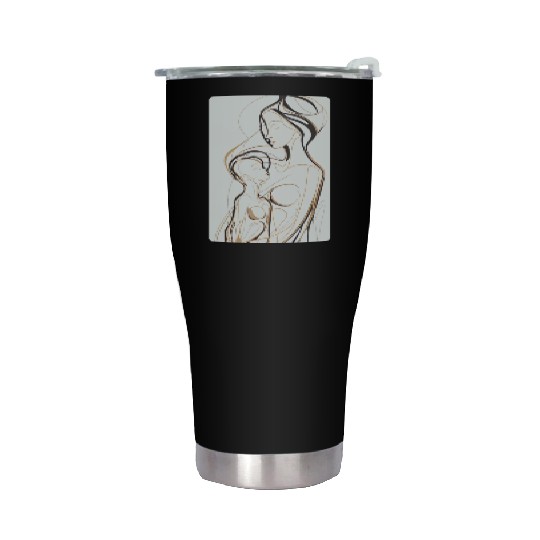 Black, Gold & White Abstract Mother & Daughter Stainless Steel Tumblers