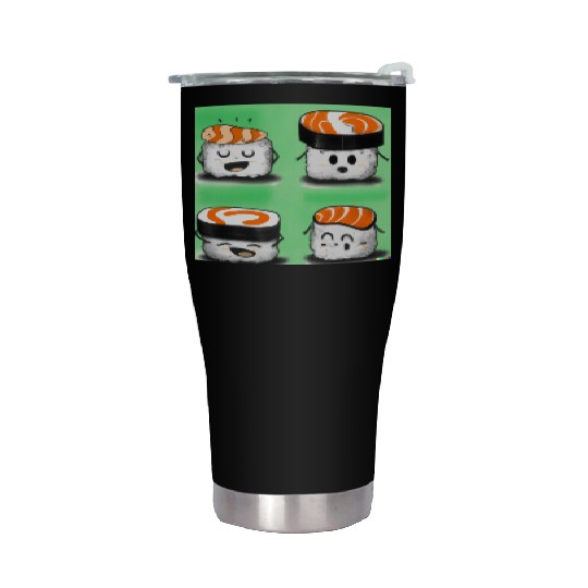 Happy Cheerful Sushi I Love Sushi Design Stainless Steel Tumblers