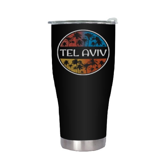 Tel Aviv Israel Stylish Vacation Souvenir Palm Stainless Steel Tumblers