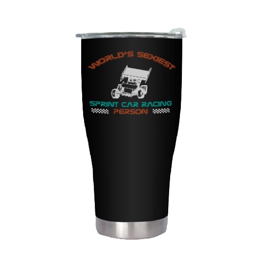 Sprint Car Racing, sprint car, dirt track racers Stainless Steel Tumblers