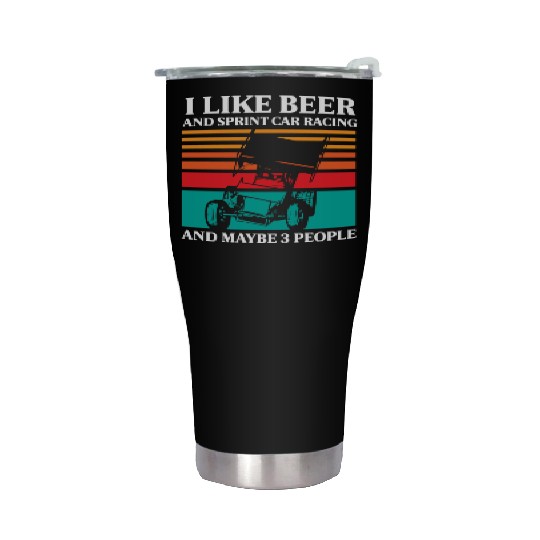 Sprint Car Racing, sprint car, dirt track racers Stainless Steel Tumblers