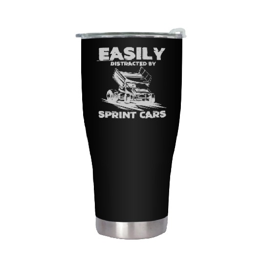Sprint Car Racing, sprint car, dirt track racers Stainless Steel Tumblers