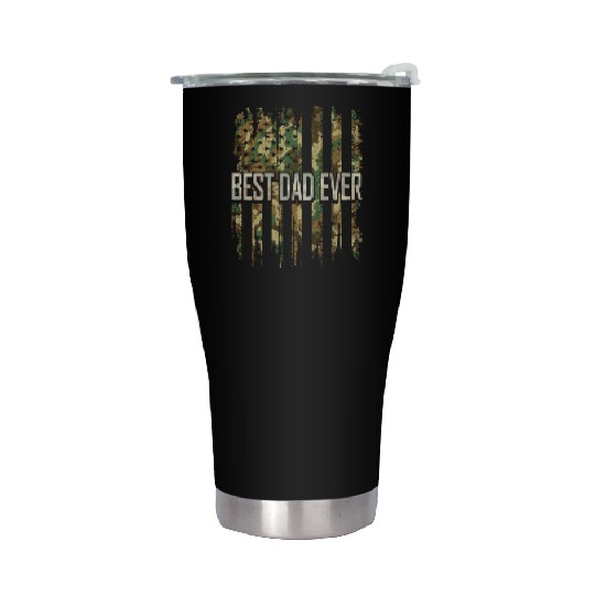 Dad Fathers Day For Men Camouflage US Flag Great Stainless Steel Tumblers
