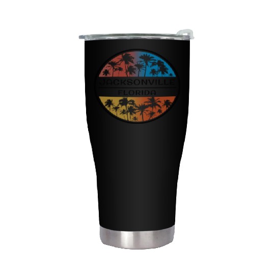 Jacksonville Florida Palm Tree Stylish Vacation Stainless Steel Tumblers