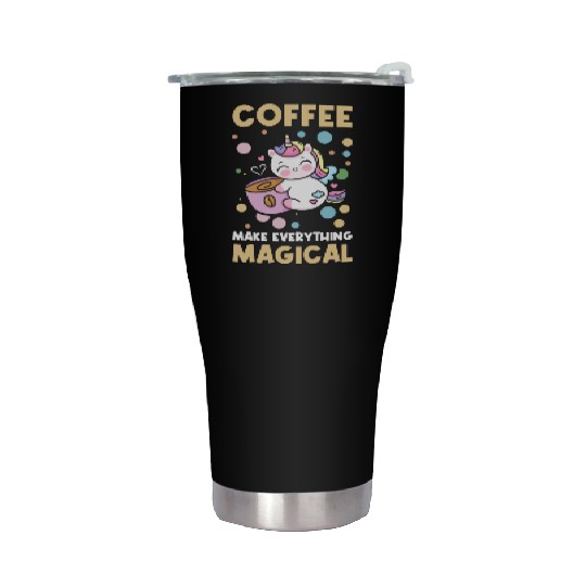 Pink Magical Unicorn Caffeine Coffee Lover Stainless Steel Tumblers