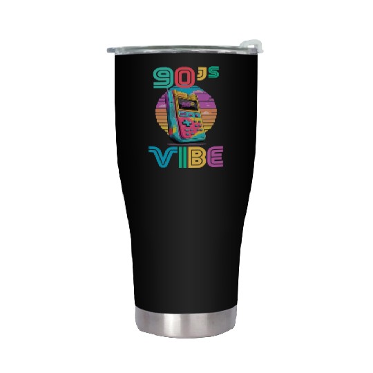 90s Vibe - I Love The 90s - Retro 90s Neon Stainless Steel Tumblers