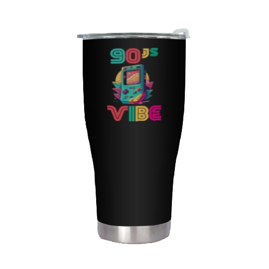 90s Vibe - I Love The 90s - Retro 90s Neon Stainless Steel Tumblers