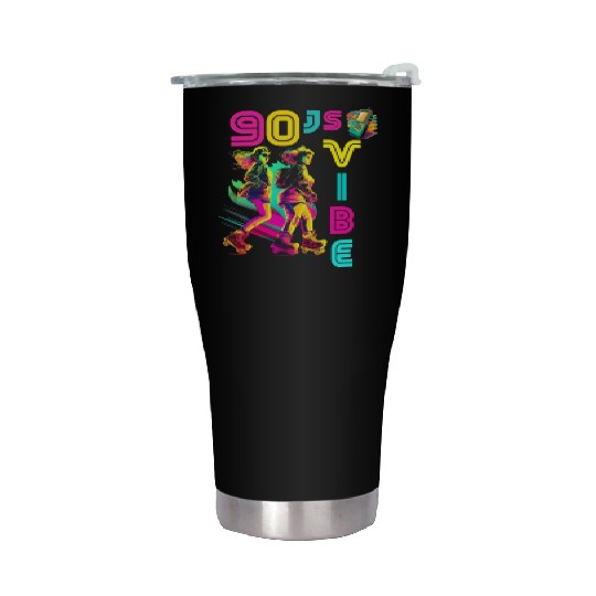 90s Vibe - I Love The 90s - Retro 90s Neon Stainless Steel Tumblers