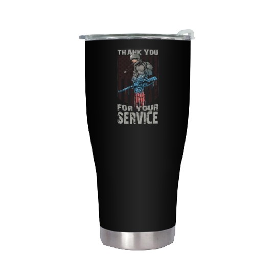 Thank You For Your Service Veteran US Flag Veteran Stainless Steel Tumblers