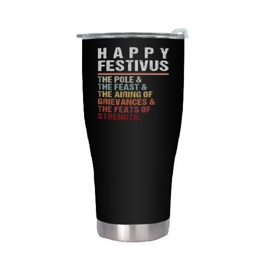 Happy Festivus Christmas Holiday Retro Vintage Stainless Steel Tumblers