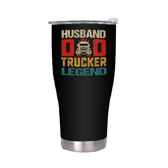 Husband Dad Trucker Legend Truck Driver Stainless Steel Tumblers