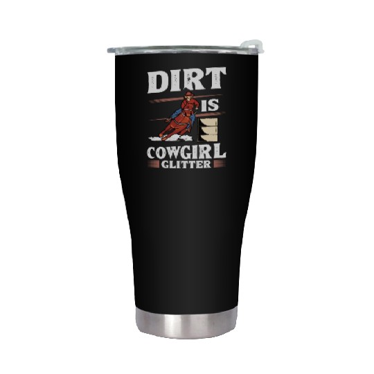 Dirt Barrel Racing Horse Cowgirl Glitter yellow Stainless Steel Tumblers
